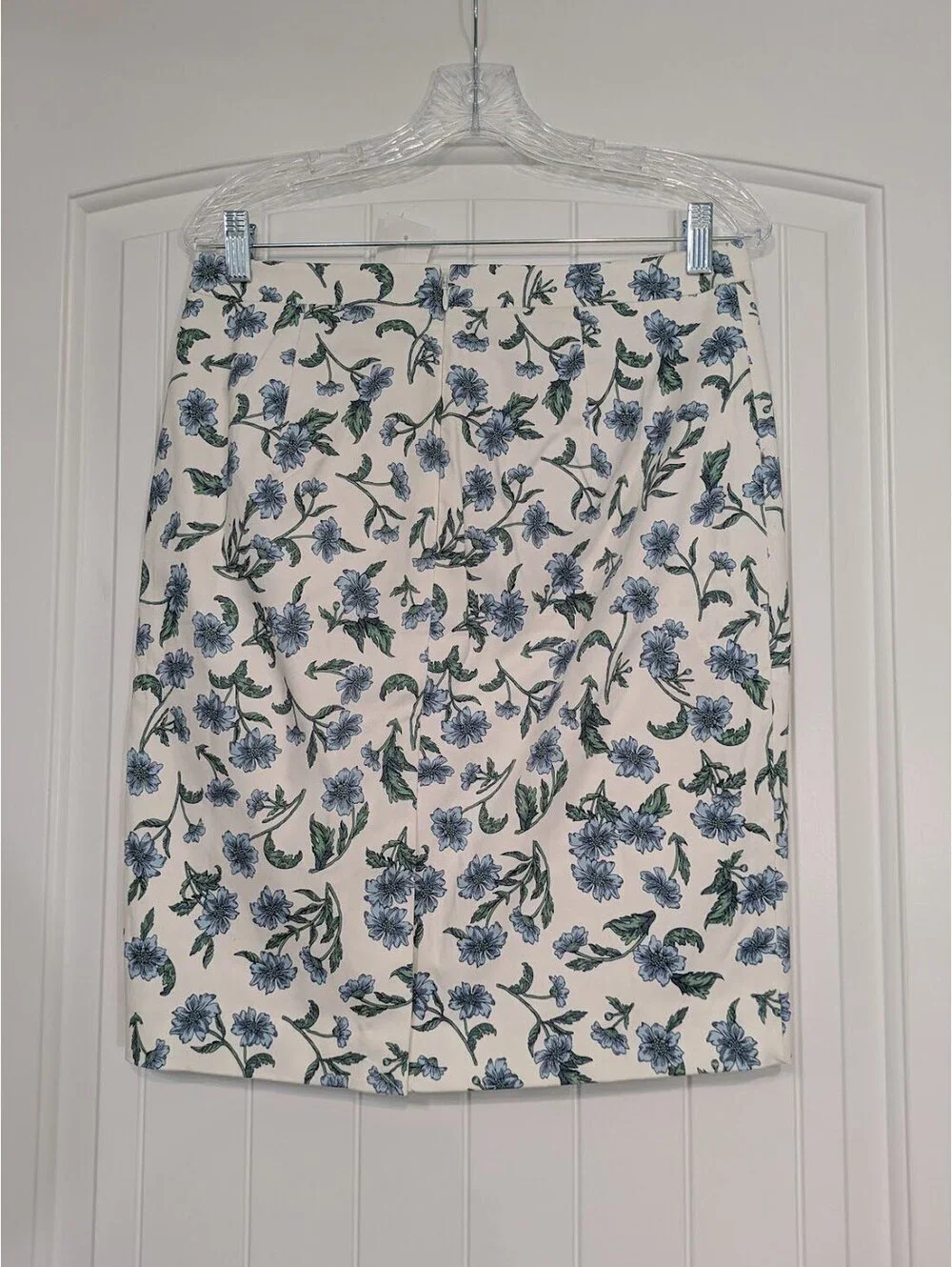 J.Crew Floral Pencil Skirt Size 8 NWT Blue White Chalk Whisper